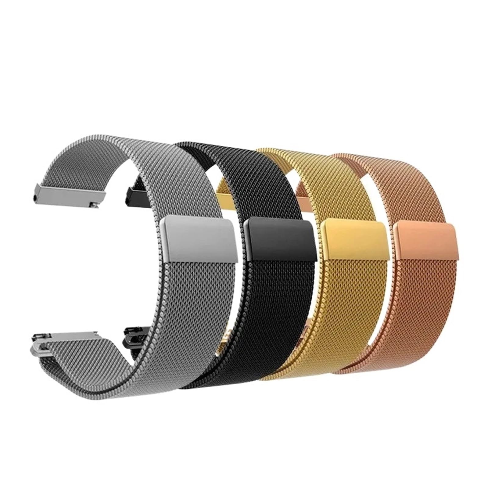 EDVTK35 Bracelet milanais en acier inoxydable avec fermoir magnétique compatible avec Watch 4 GTR2 16 mm 18 mm 20 mm 22 mm pour montres décontractées et de mode