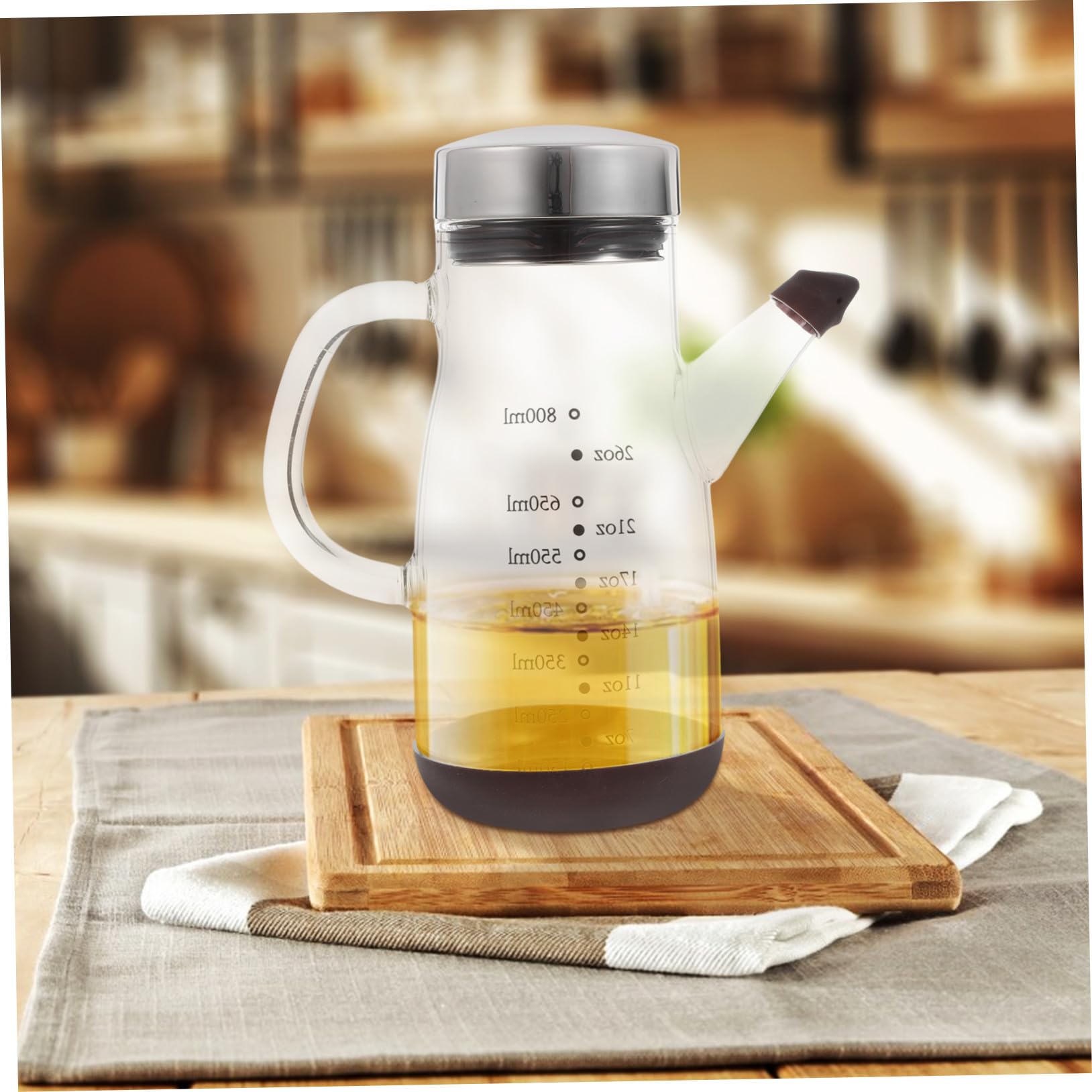 Alipis Aceitera de Vidrio Transparente Gran Capacidad Botella Dispensadora de Aceite para Cocina para Almacenar Aceite Vinagre o Otras Salsas la Mesa Cocina