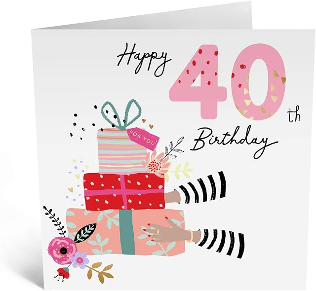 Central 23 - Cute 40th Birthday Card for Women - 'Happy 40th Birthday ' - Sweet Birthday Card for Her - Fun Birthday Card for Him - Comes with Cute Stickers