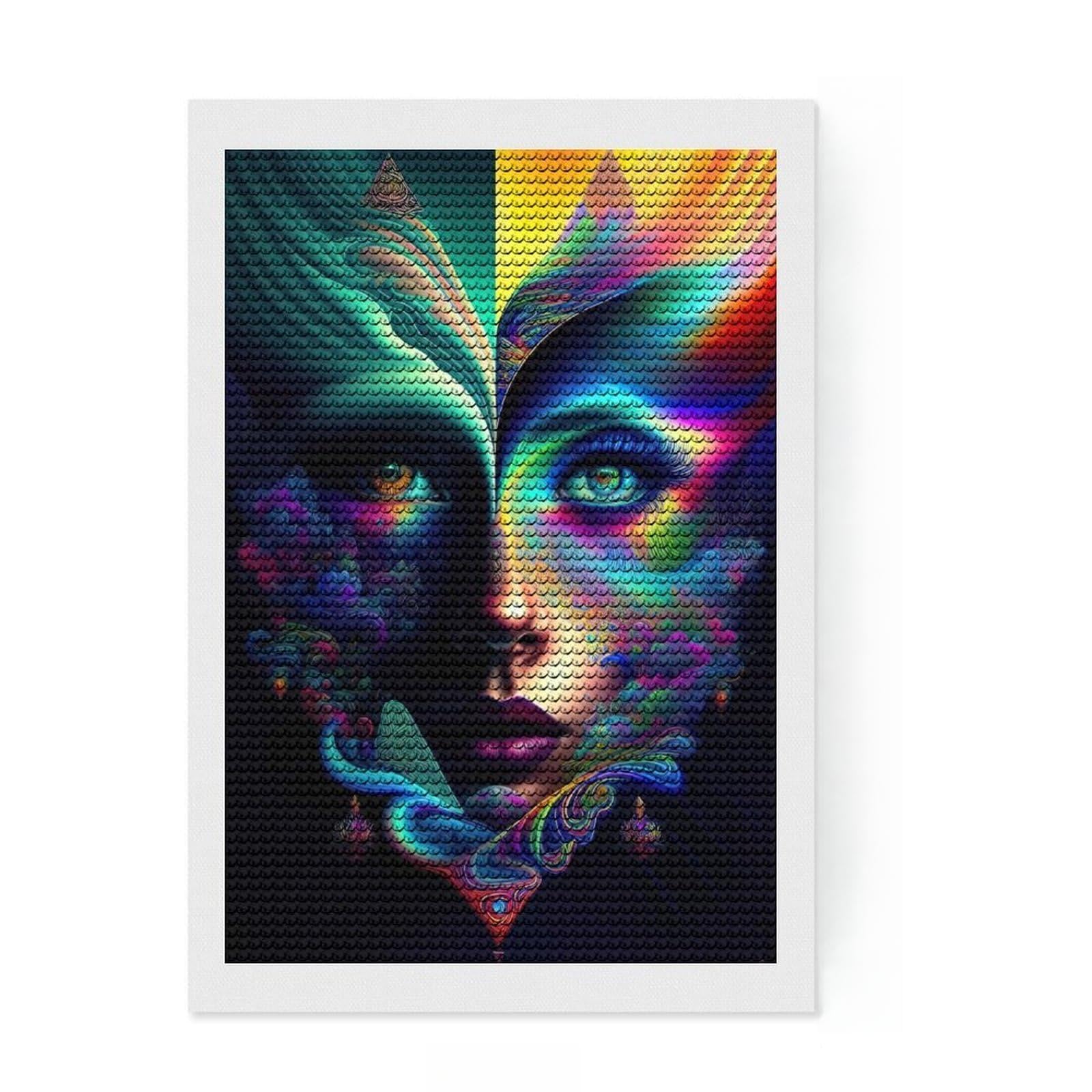 Junmoney Lady Surreal 02 Diamond Painting Set 8"x12", Fun Craft Experience, Complete Accessories, Office Decor, Gift Idea, with Tool Kit