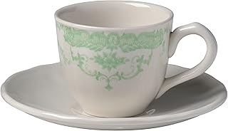 Bitossi Home BID151 Set De 6 Tazas de café con platito, Línea Rose, Verde