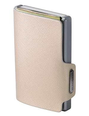 Mondraghi Saffiano Wallet RFID protection integrated into the note clip Stop and Go Aluminum shell Leather Miniwallet Saffiano