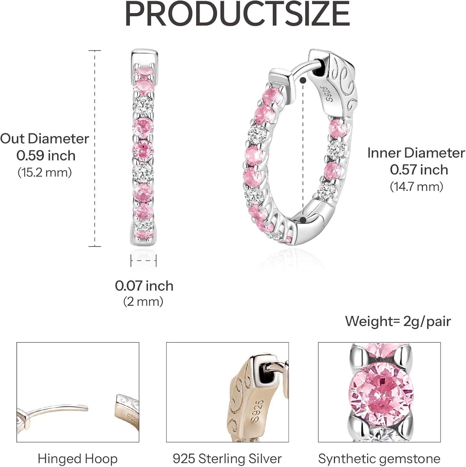 SUNFEEL Hoop Earrings for Women Cubic Zirconia Diamond Hoop Earrings Huggie Hoop Earring Women Earrings Earring for Men 925 Sterling Silver - Image 5