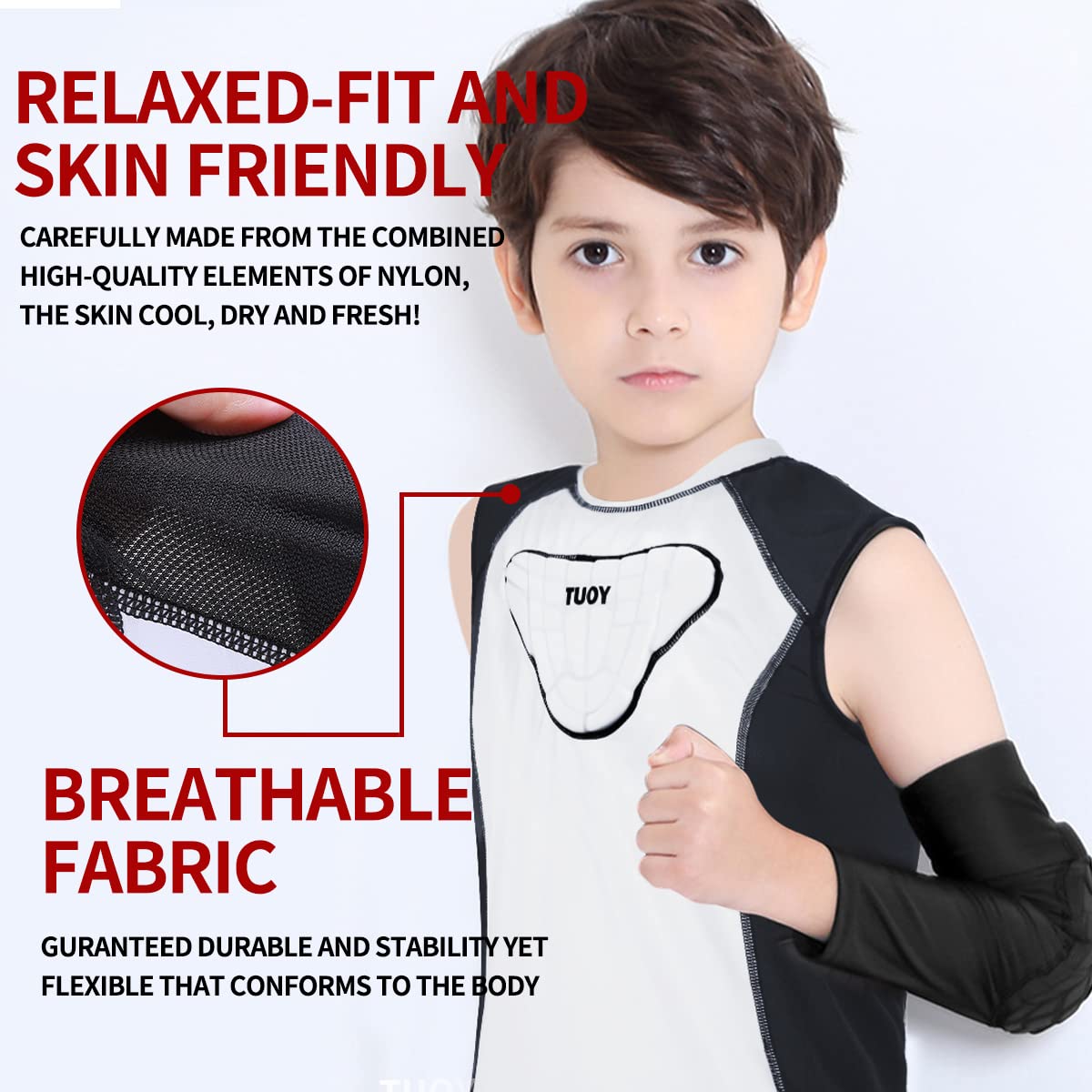 Youth Kids Boys Child Padded Compression Shirt & Vest