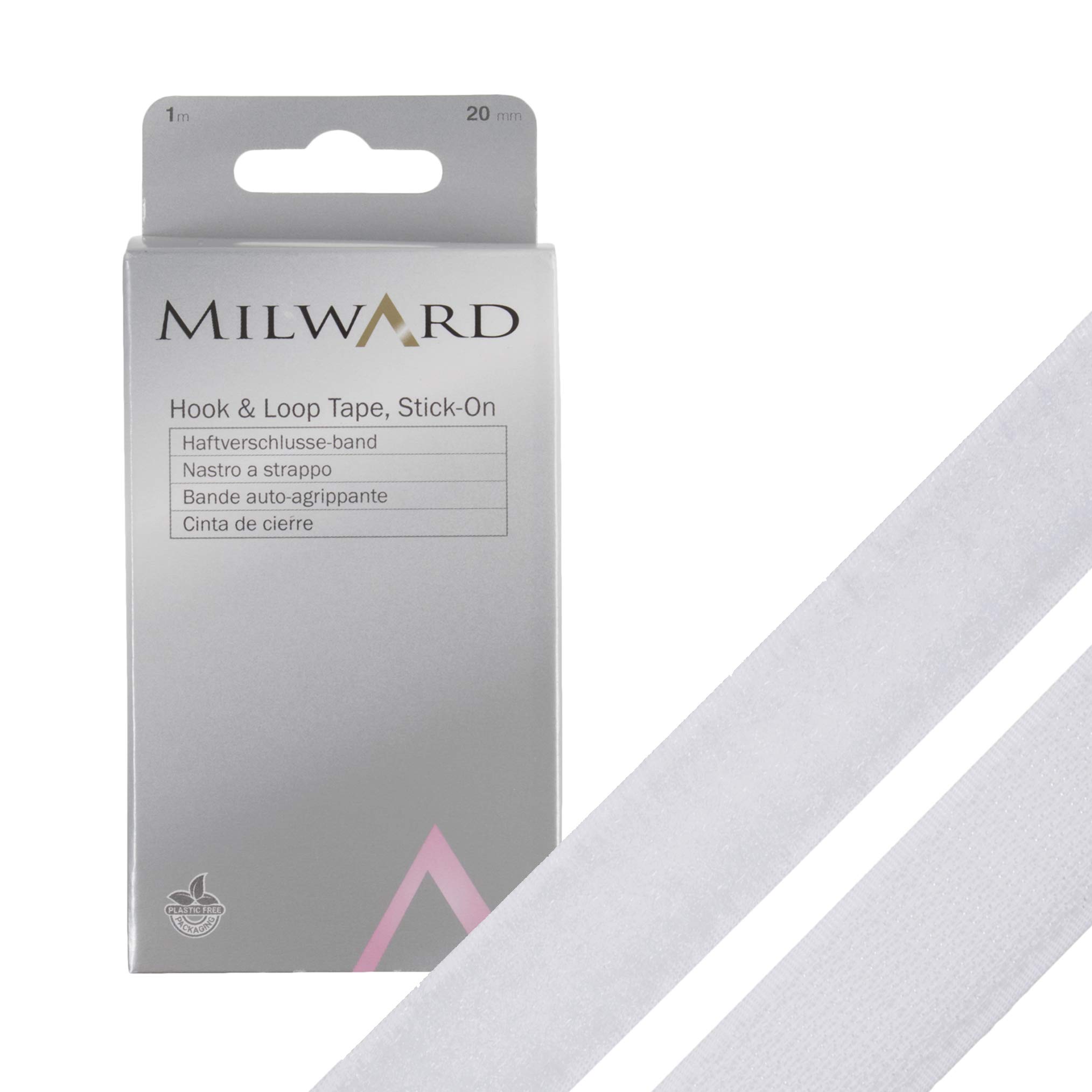 Milward White Hook & Loop Tape, Stick-On, 1M X 20Mm,