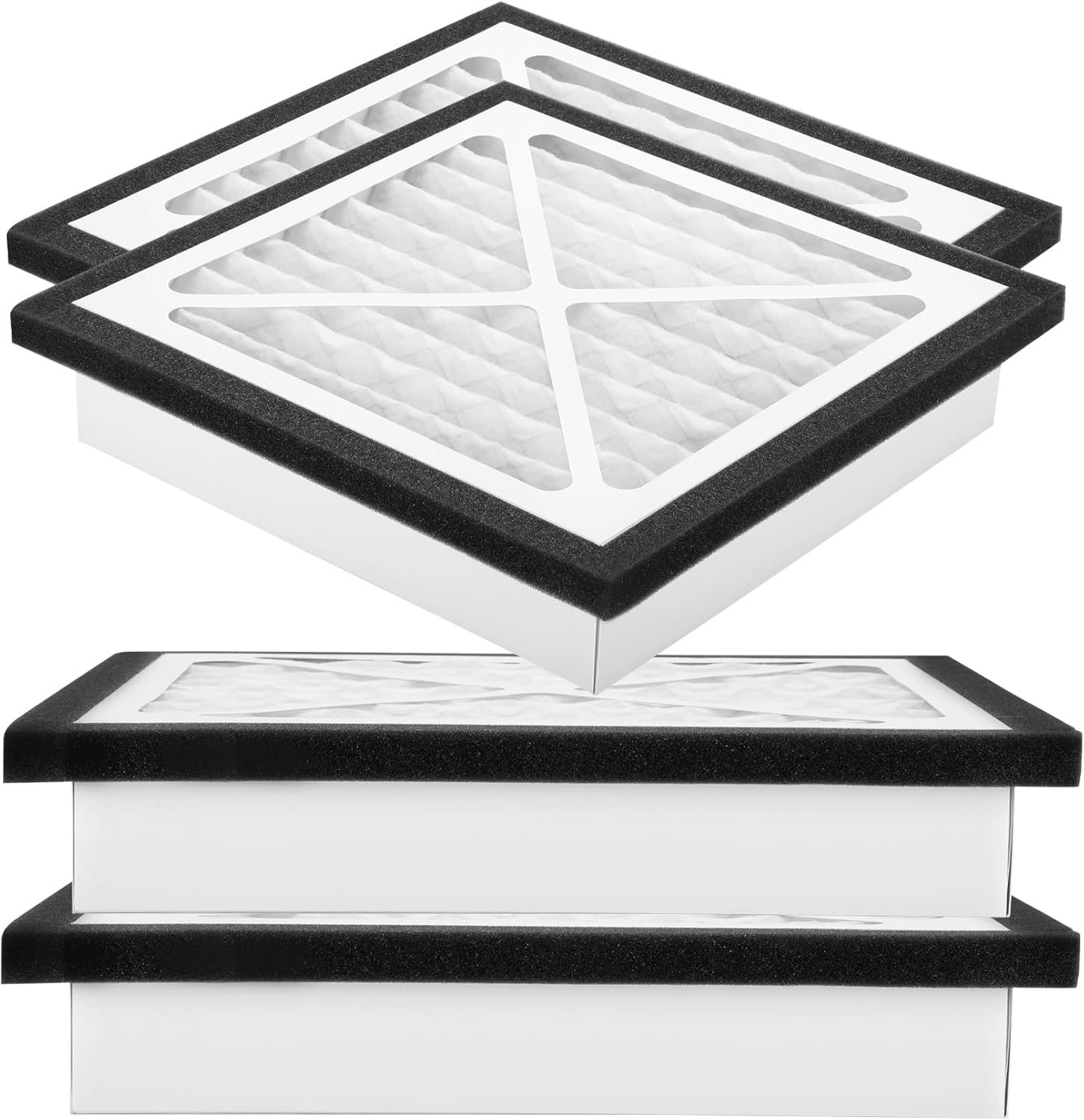 Upgraded 14''x14''x3'' MERV 13 Air Filter 2 Packs, 14x14x3 Air Filter Last Up to 6 Months, Pleated Design 14x14x3 Whole House Return Air Grille Fits Most 1’’ Return Air Grilles