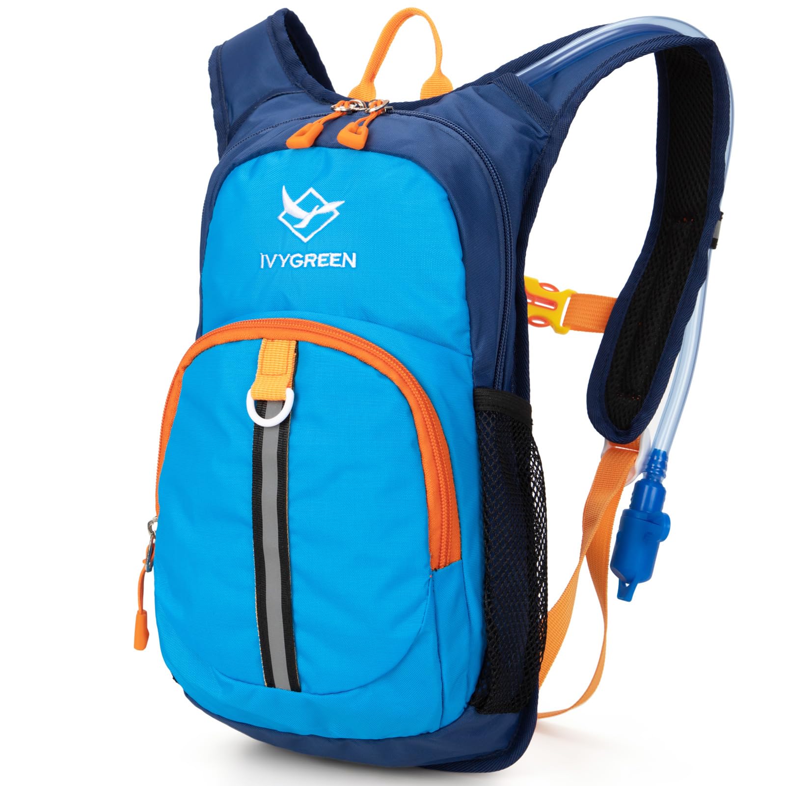 Ivygreen Kids Hydration Backpack, Hiking Backpack for Boys or Girls with 1.5L Water Bladder (Blue - Medium)