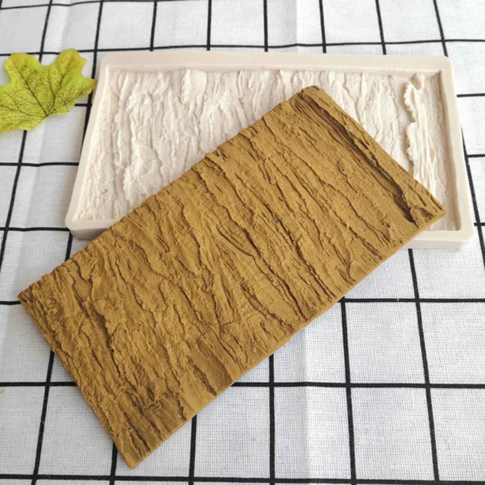 Molde de silicona para hacer fondant, 10 x 9 cm, molde de silicona con patrón de corteza de árbol para hornear decoración de pasteles, molde de azúcar, moldes de fondant de chocolate