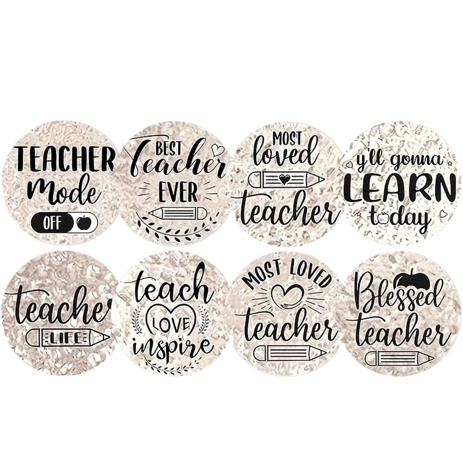 Wooden Round Coasters 8Pcs 2D Teacher Quote Wooden Coasters