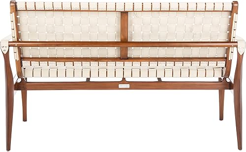 Vista 7 de Safavieh Couture Home - Sofá biplaza Dilan Coastal de cuero blanco y marrón claro