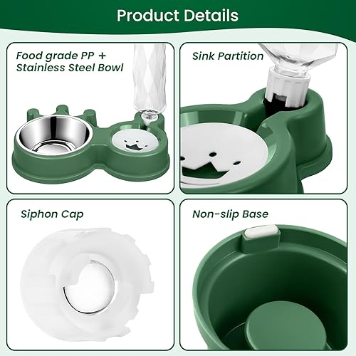 Miniatura 8 de Juego de cuencos para gatos, comida y agua para perros con dispensador de agua para gatos y perros pequeños