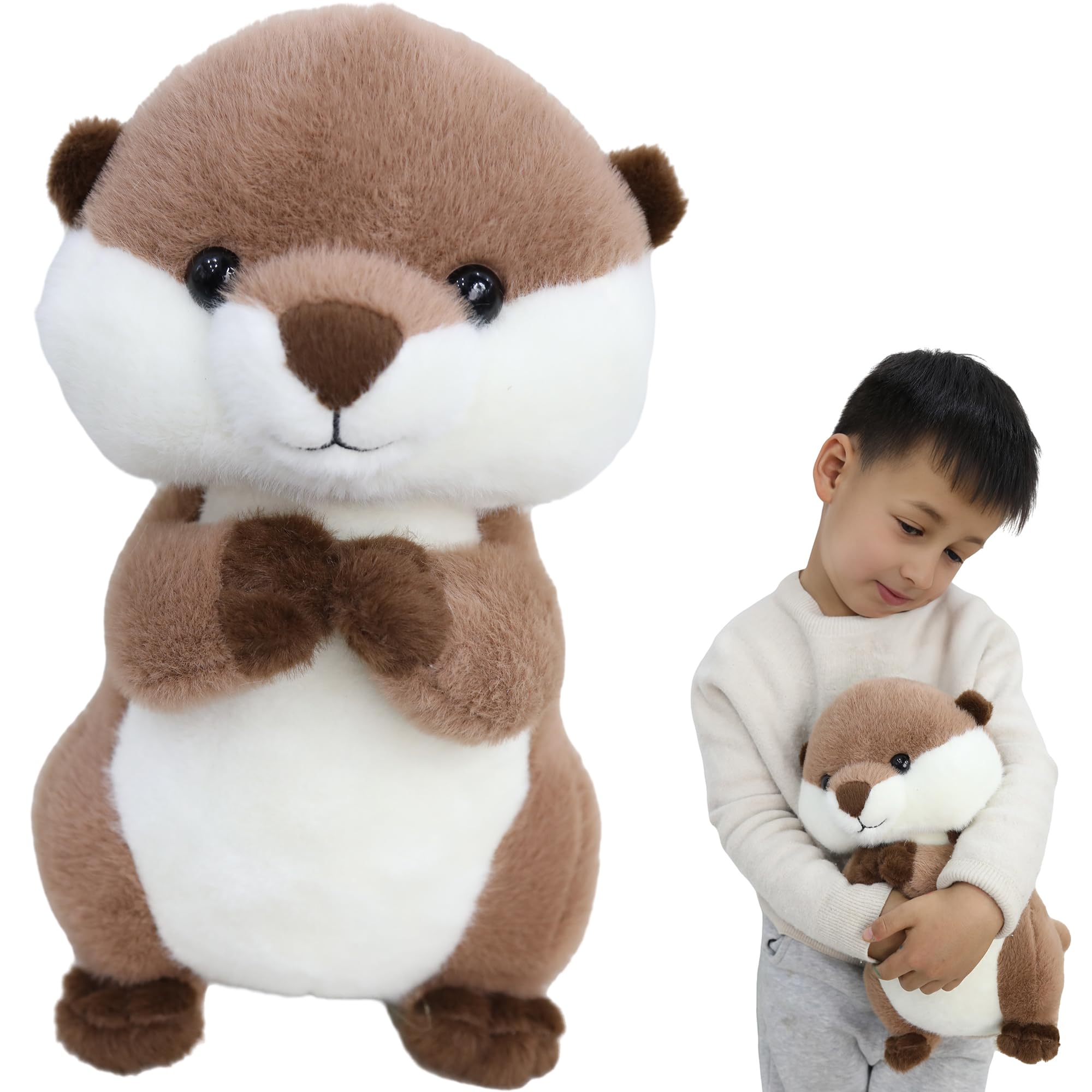 Cute Brown Pray Otter Stuffed Animals Soft Fluffy Otter Plush Toys Stuffed Beaver Plushies Animal Fuzzy Beaver Doll Animal Toy Gift for Kids & Lovers 11.81 Inch
