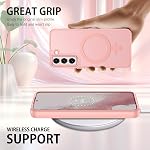 DUEDUE Boîtier magnétique pour Samsung Galaxy S22 - C'est une affaire.S22 étui de téléphone compatible avec MagSafe Translucide mat doux TPU Shockproof protection Bumper Cover Slim mince boîtier de téléphone Samsung S22 6.1 De pouce, Pink
