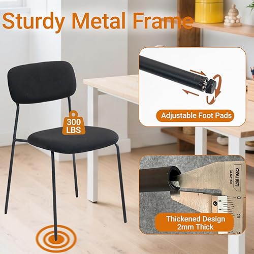 Miniatura 5 de Sidanli Sillas apilables para sala de espera, sillas tapizadas sin brazos, juego de 4 con cojín cómodo para conferencias, recepción, sala de