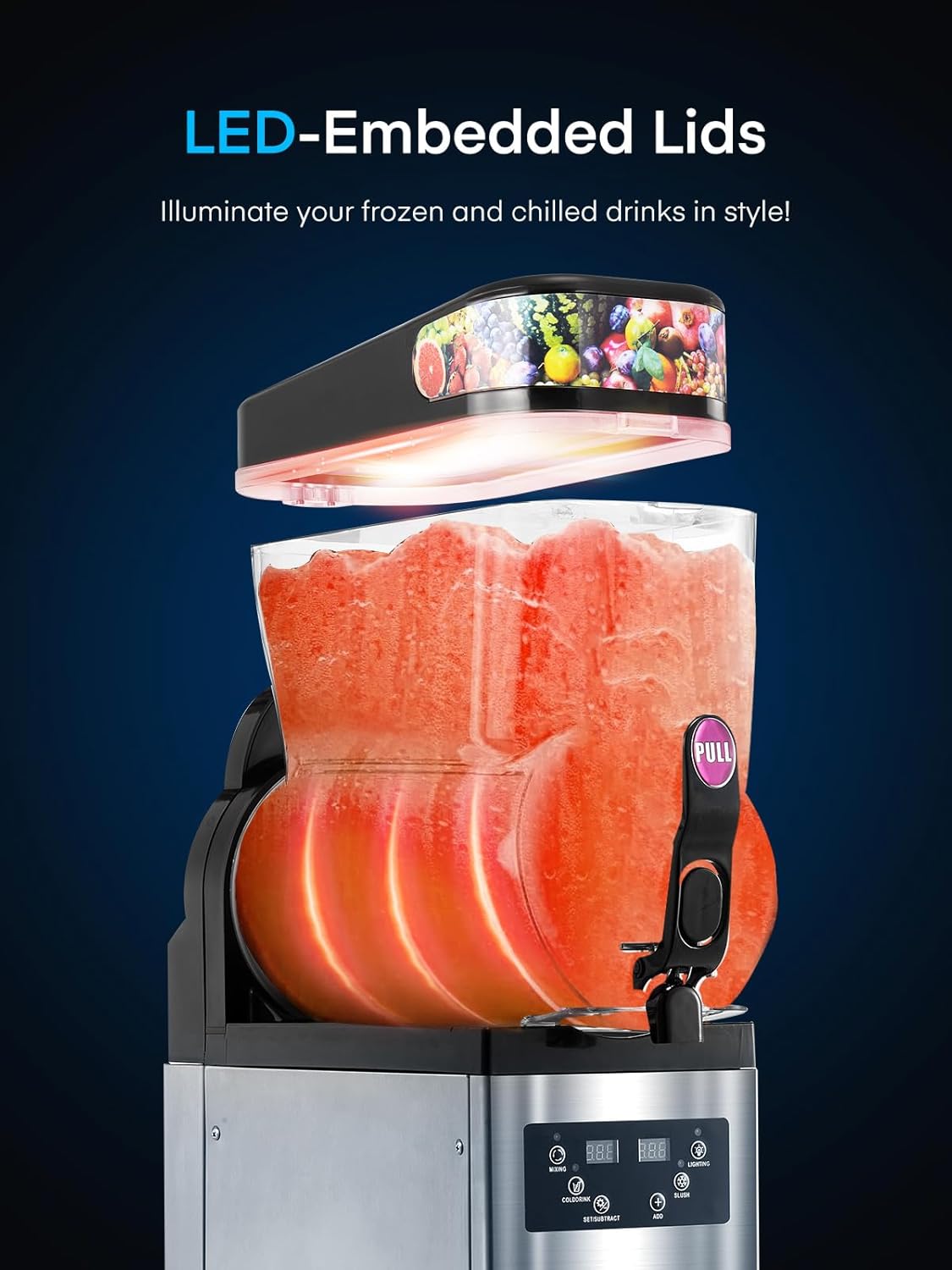 FOHERE Slushy Machine with LED-embedded lids