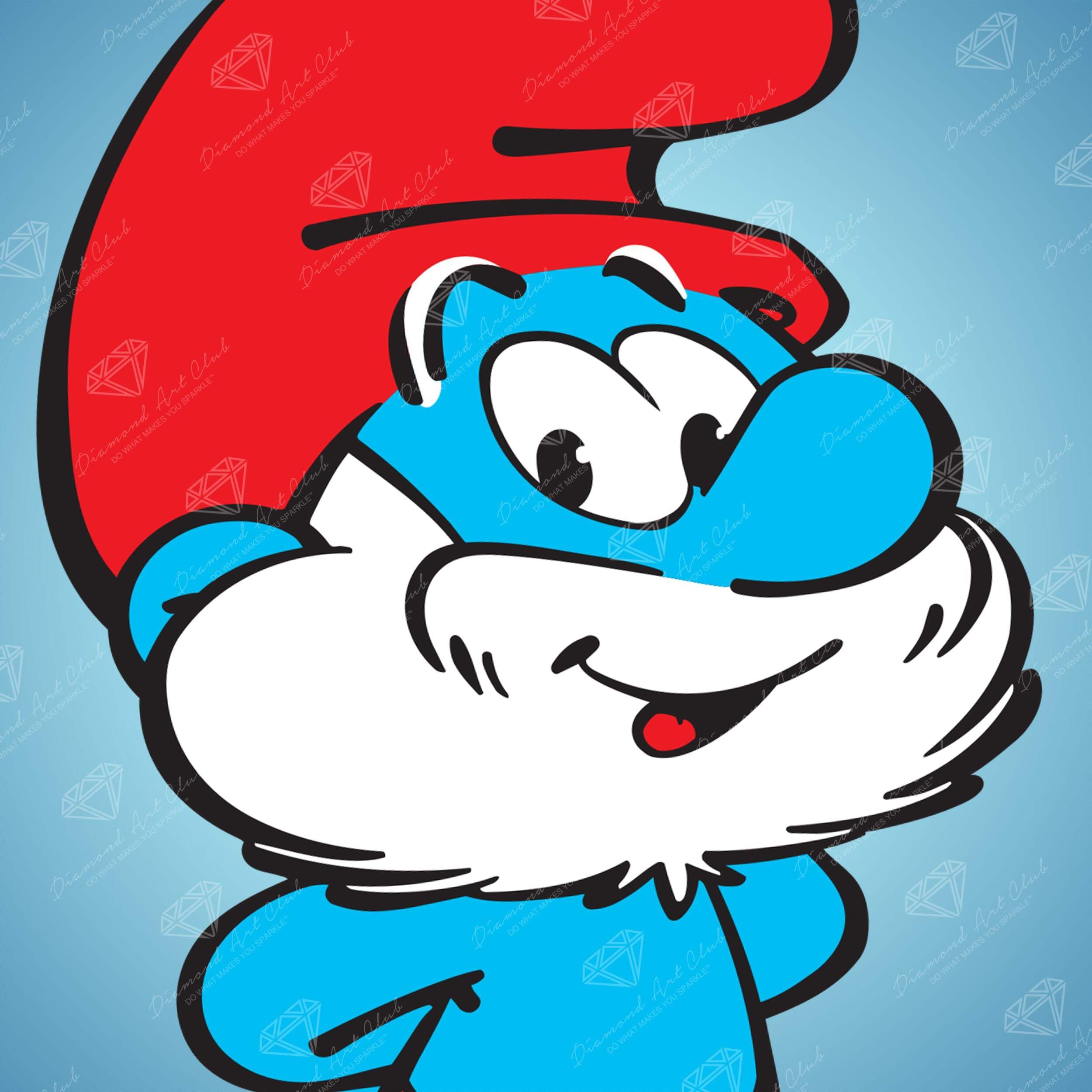 DIAMOND ART CLUB Papa Smurf Diamond Painting Kit, Fun DIY Crafts for Adults, Round Diamond Art Canvas for Beginners, 9" x 9" (23cm x 23cm)