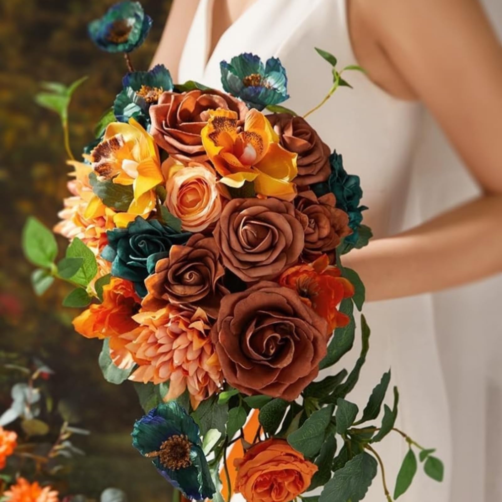 champracer Hochzeitsstrauß für die Braut, Hochzeitsstrauß im Vintage-Stil, Blumenstrauß Künstlich Rosen Pflanzen Deko, für Geburtstagsdeko, Hochzeitsdeko, Party Deko (J)