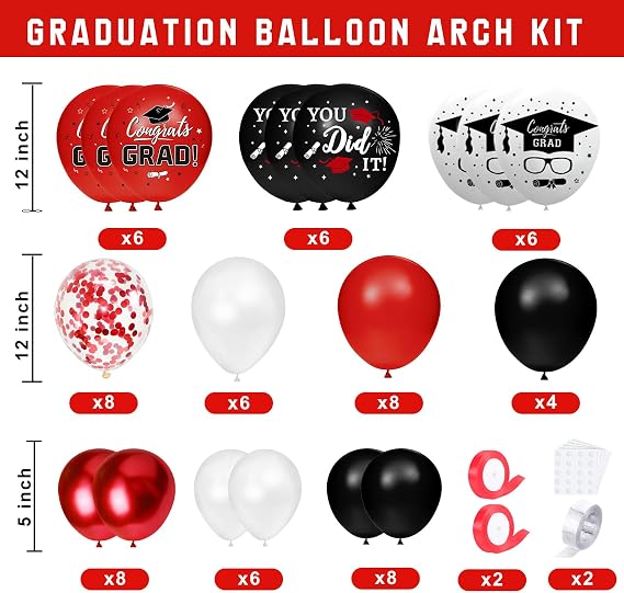 Graduation Decorations Class of 2026 - Red and Black Graduation Decorations - Balloons Boxes with Letters 2026 GRAD So Proud of You, Congrats Grad Party Decorations for Any Grades