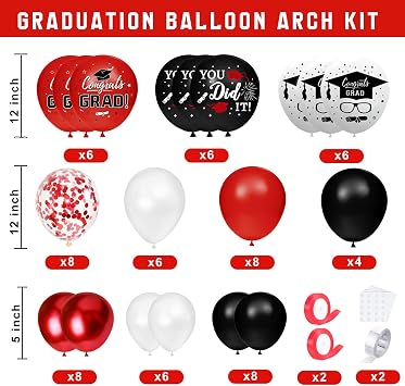 Graduation Decorations Class of 2026 - Red and Black Graduation Decorations - Balloons Boxes with Letters 2026 GRAD So Proud of You, Congrats Grad Party Decorations for Any Grades