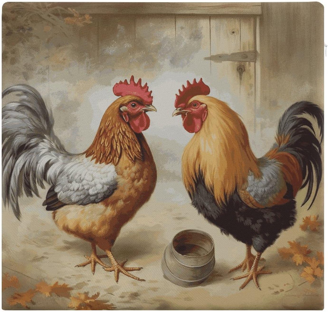 Chicken and Rooster Print Chair Cushion Floor Pillow Stool Cushion | Cushions with Removable Cover with Square Memory for for Chair Living Room Balcony Office Sofa,13.8*15*1.2 Inch