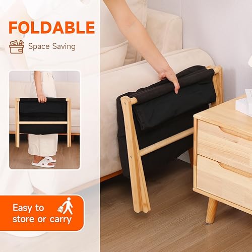 Miniatura 7 de TYYIHUA Taburete plegable, reposapiés otomano pequeño para sofá, reposapiés de madera, banco de zapatos cambiador, silla otomana moderna para sala