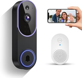 KyraNexo 1080p Smart Video Doorbell with AI Human Detection, Receiver, 2-Way Audio, Night Vision & 2.4GHz WiFi