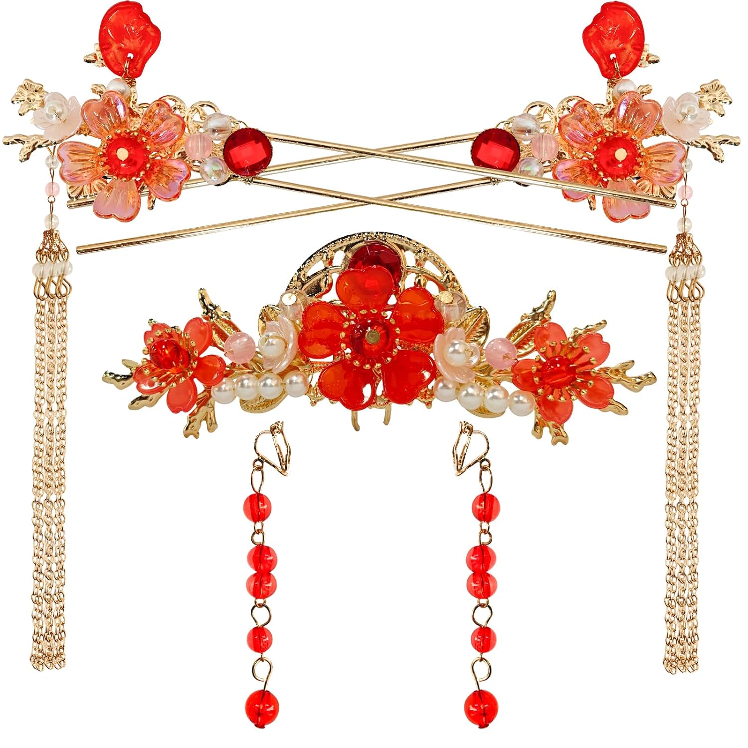 Flower Chinese Tassels Hairpin - Retro Pearl Hair Accessories