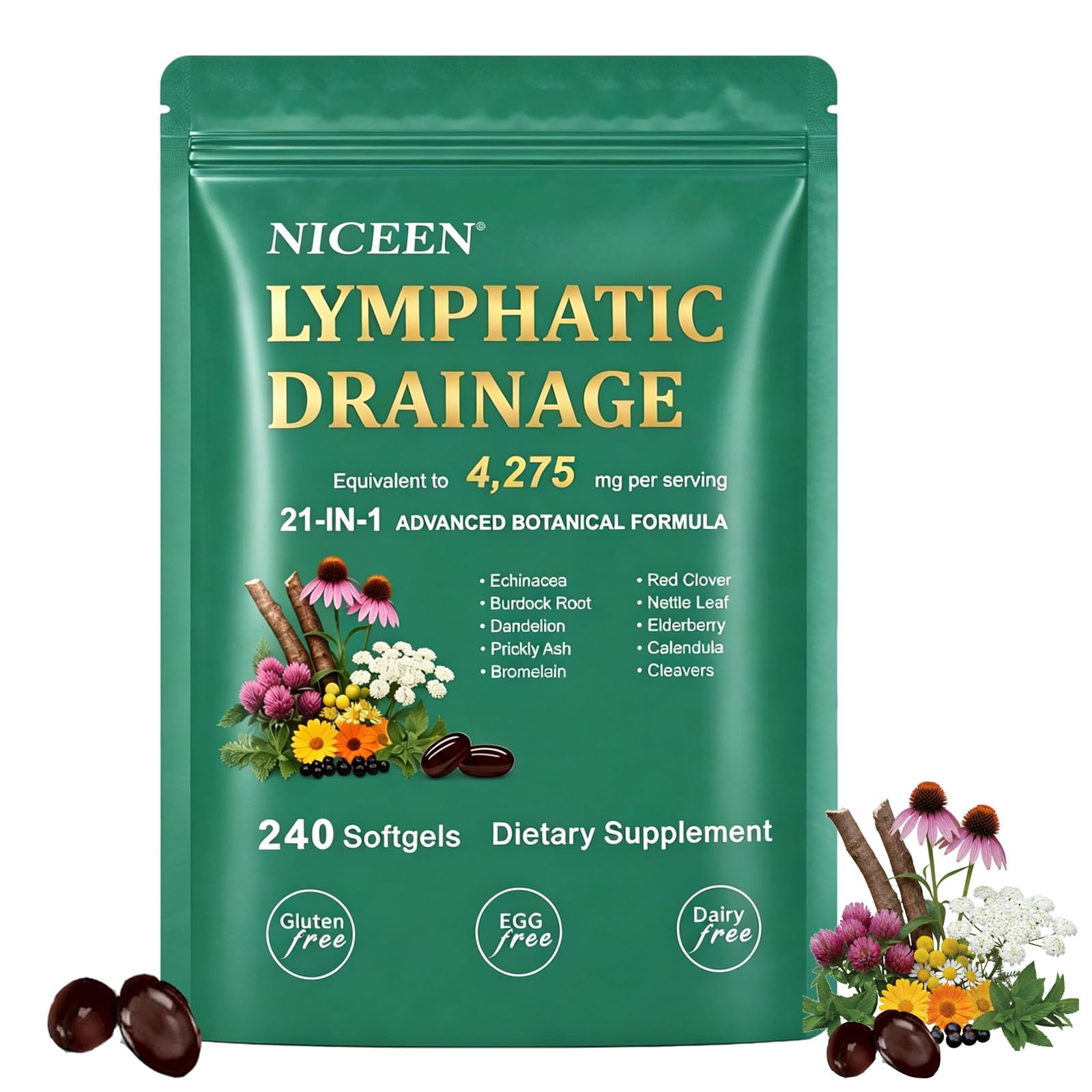 NICEEN Suplemento Fitoterápico de Equinácea e Complexo Botânico, 240 softgels