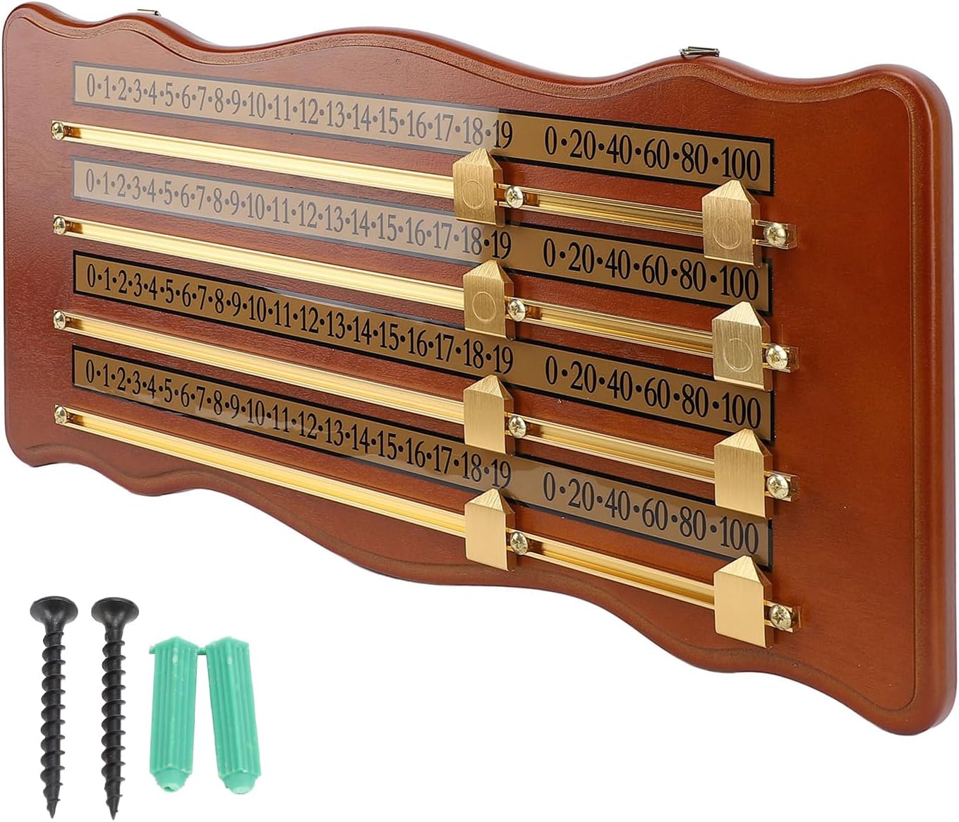 Billiard Score Board, High Density Wood 4 Track Snooker Scoring Board Billiards Scoreboard Club Accessories for Billiards Games, Brown