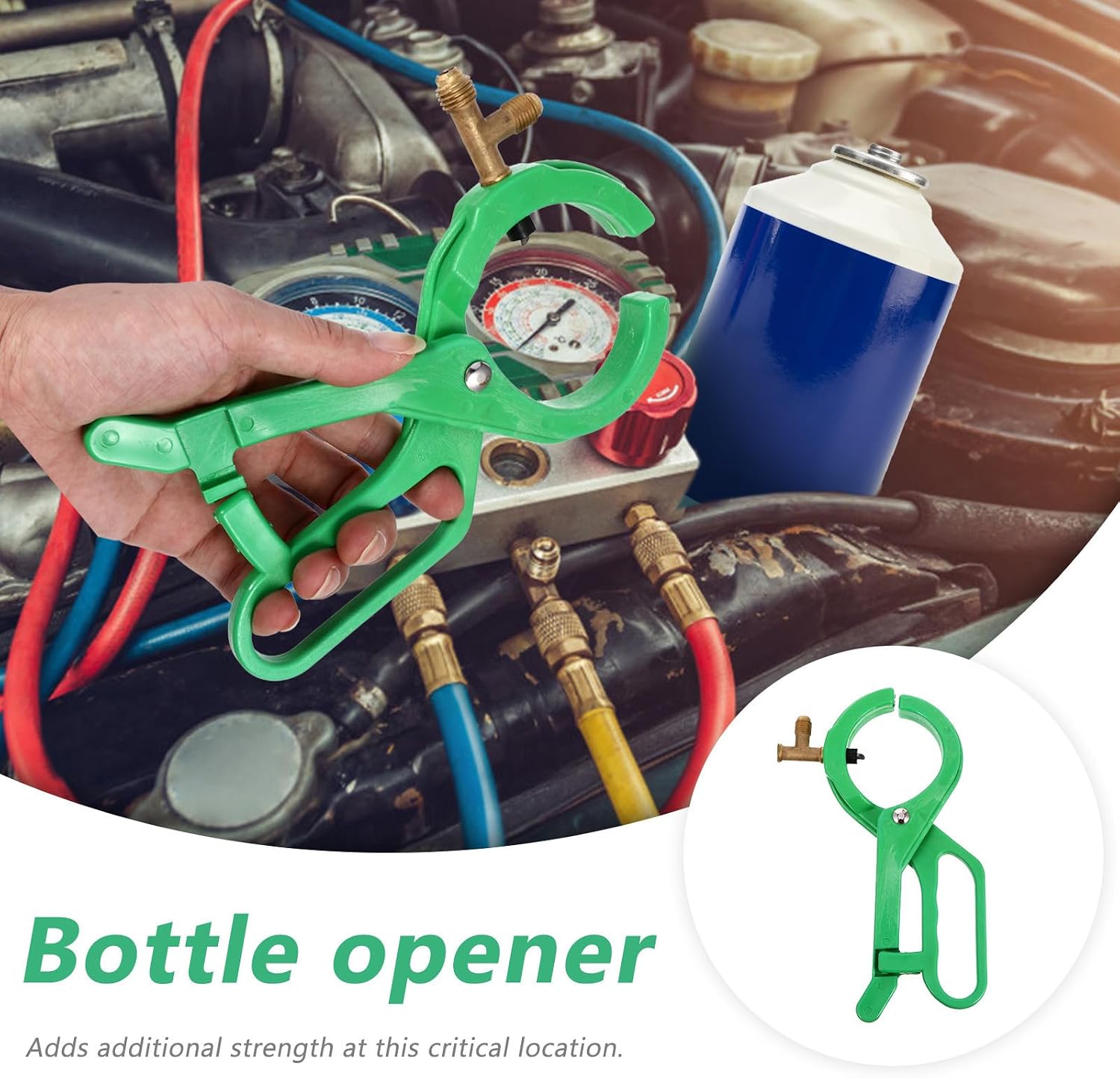 Side Can Tap Abs Material with Quick Connection 2-in-1 in Bottle Opener Tool for Automotive Air Oil Charge Cans for Manifold System Use Car Ac Cooling