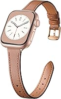 Charlam Slim Genuine Leather Apple Watch Band for Women 38mm 40mm 41mm 42mm 44mm 45mm 46mm - Ultra-Thin Strap Series 11/10/SE/Ultra