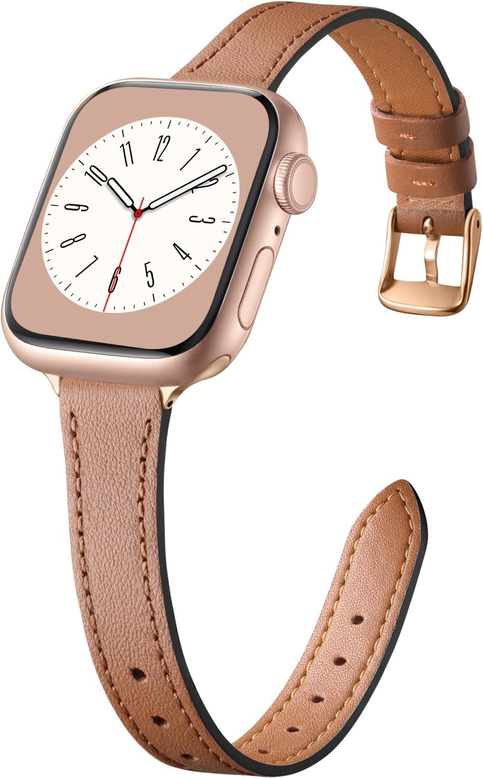 Charlam Slim Leather Band Compatible with Apple Watch Bands for Women 40mm 38mm 41mm 42mm 44mm 45mm 46mm, Top Grain Genuine Leather Strap Thin Wristband for iWatch Series 11 10 SE 9 8 7 6 5 4 3 2 1