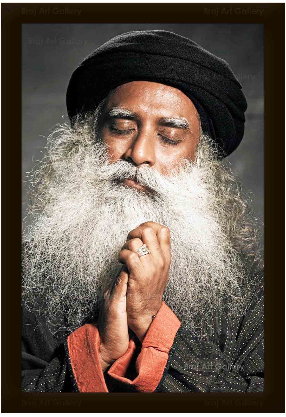 Braj Art Gallery Sadhguru Jaggi Vasudev in Ecstatic Mood Photo Frame Size 13.5X19.5 Inches