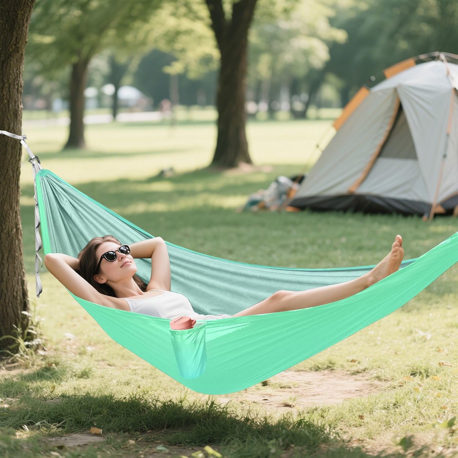 Green Gradient Hammocks for Camping Indoor Hammock for Outside Patio Backyard Poolside
