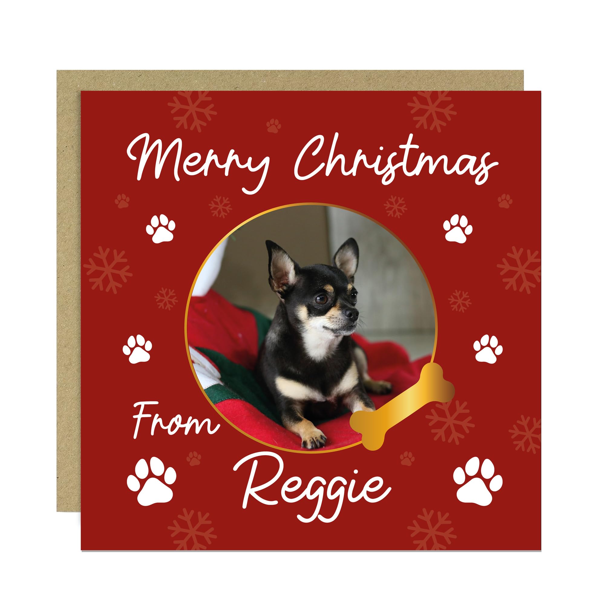 RED OCEAN Merry Christmas Card From The Dog Personalised Photo Greetings Card For Christmas Funny From The Dog For Lover With Kraft Envelope