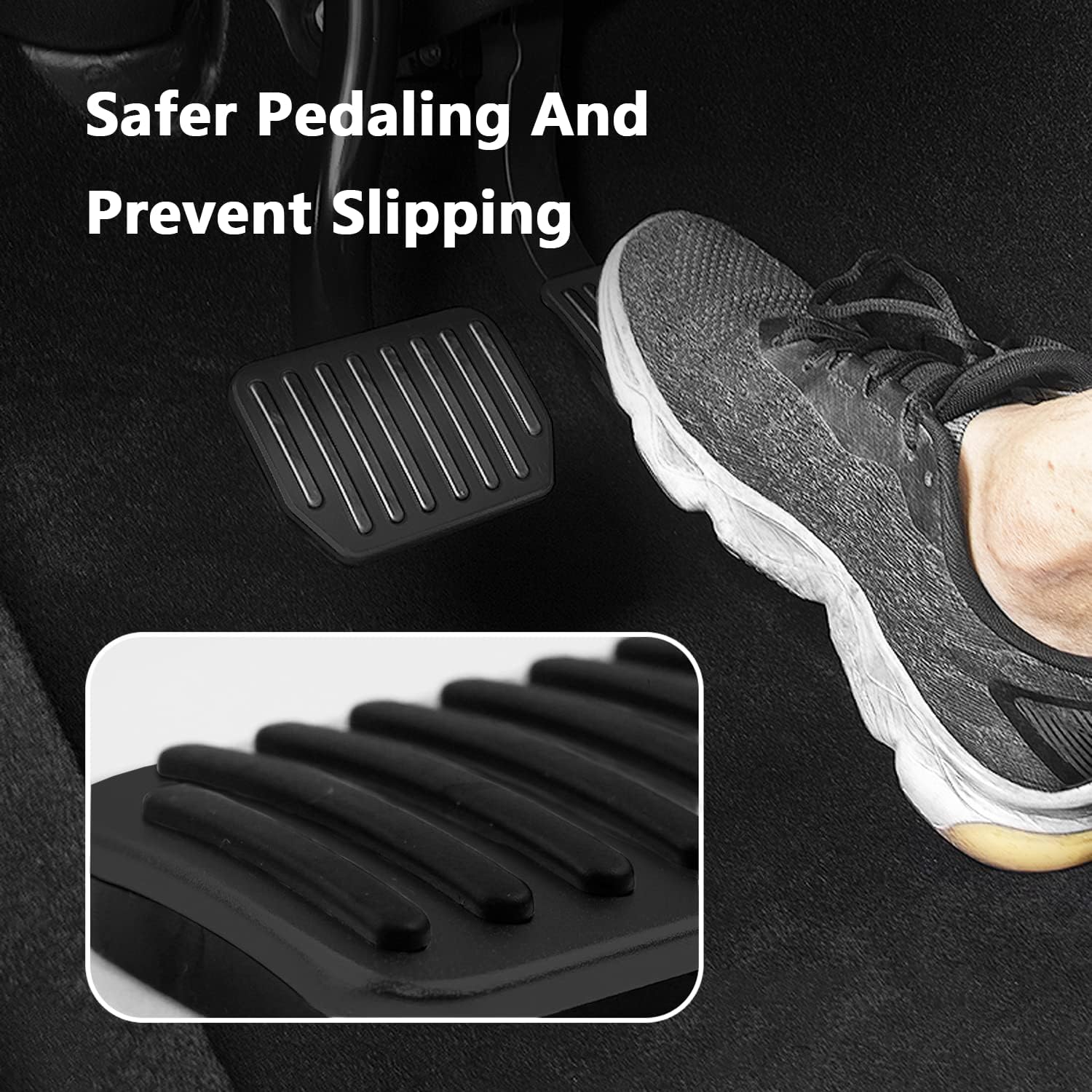 Foot Pedal Pad for 2016-2023 Tesla Model 3/Y Nonslip Pedal Upgraded Aluminum Alloy Brake Pedal Covers Replacement Accessories - Black
