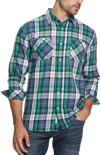 Weatherproof Mens Plaid Flannel Button 