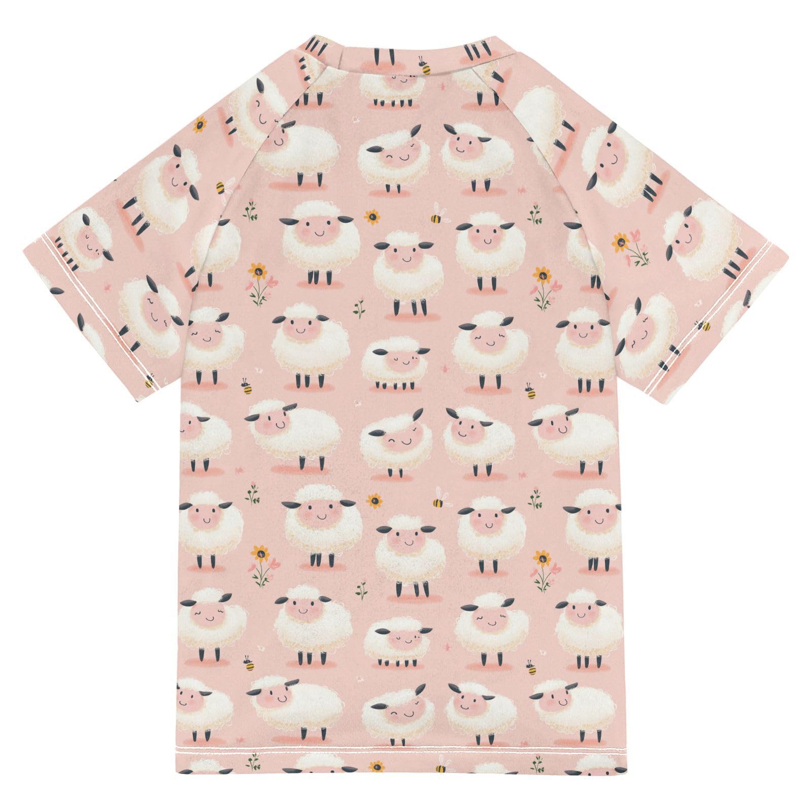 Bathing Suit Kids Short Sleeve Big Girls Swimsuit 7T Cartoon Sheep