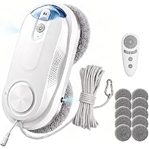 Window Cleaning Robot, Window Cleaner Machine with Triple Safety System,Dual Sprays, 6400Pa, Intelligent Navigation, Remote Control, for All Smooth Surface Automatic Washing-85ML Tank,White