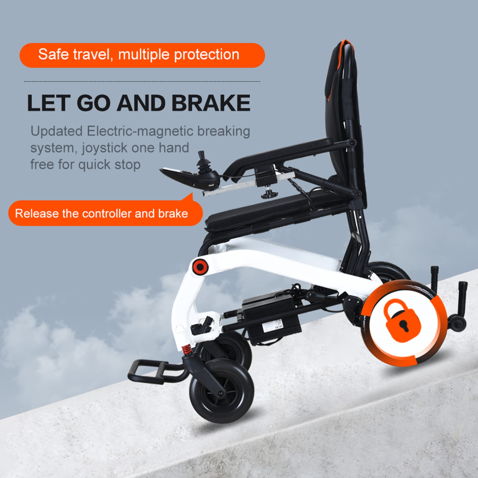 Fauteuil Roulant électrique Pliant léger, résistant aux intempéries, Deux Batteries, Deux Moteurs Posi-Traction, Tout Terrain, Fauteuil Roulant électrique à Manipulation Intelligente