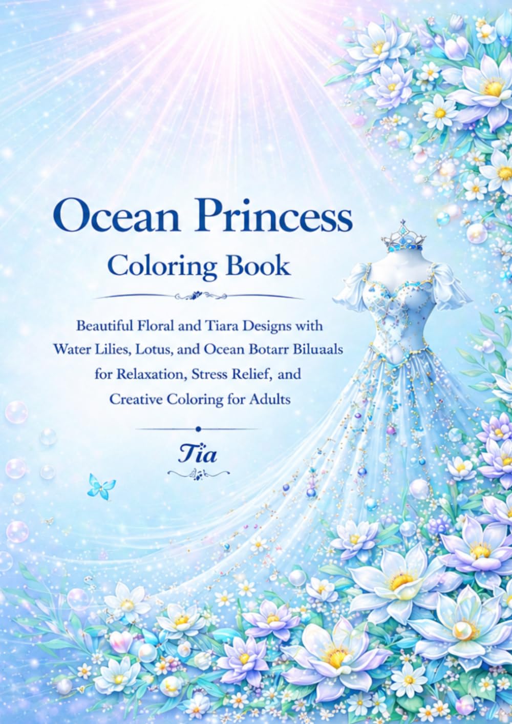 Ocean Princess Coloring Book: Beautiful Floral and Tiara Designs with Water Lilies, Lotus, Pearls, and Ocean Botanicals for Relaxation, Stress Relief, ... Adults (Floreveil Princess Coloring Series)
