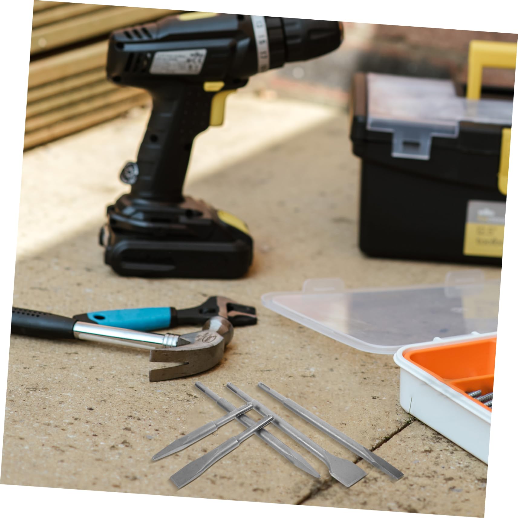 TOPBATHY Set di 5 Scalpelli per Calcestruzzo, Acciaio e Plastica, per Pareti in Cemento, Taglio Preciso, Operazione Stabile, Custodia per Vari Progetti