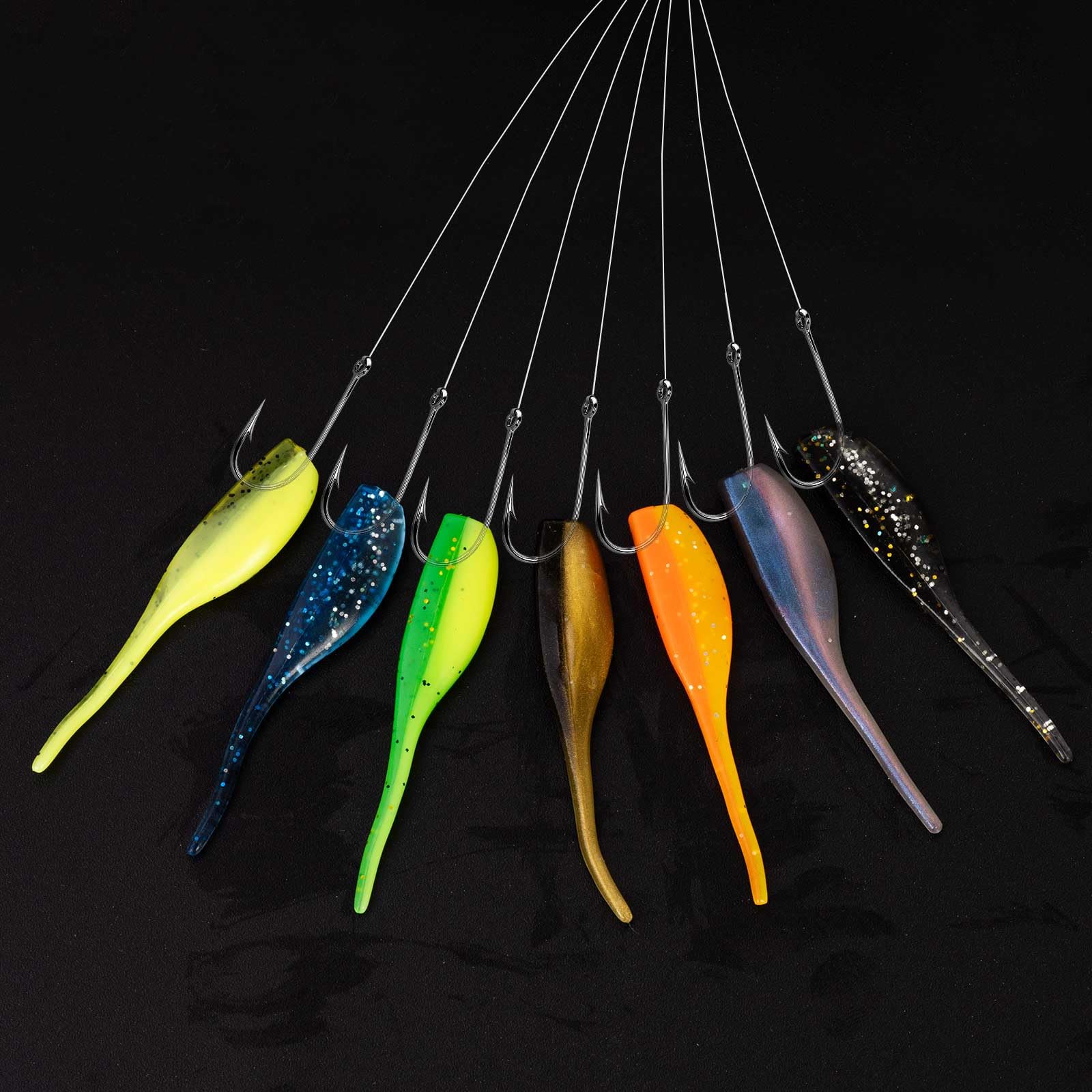 2 in Handmade Swimbaits Lure for Trout Crappie Bass Walleye, Paddle Tail Stinger Shad Jigs Perch Ice Fishing Baby, 9 Colors Soft Plastics Bait Swimmer for Saltwater/Freshwater, 180 PCS