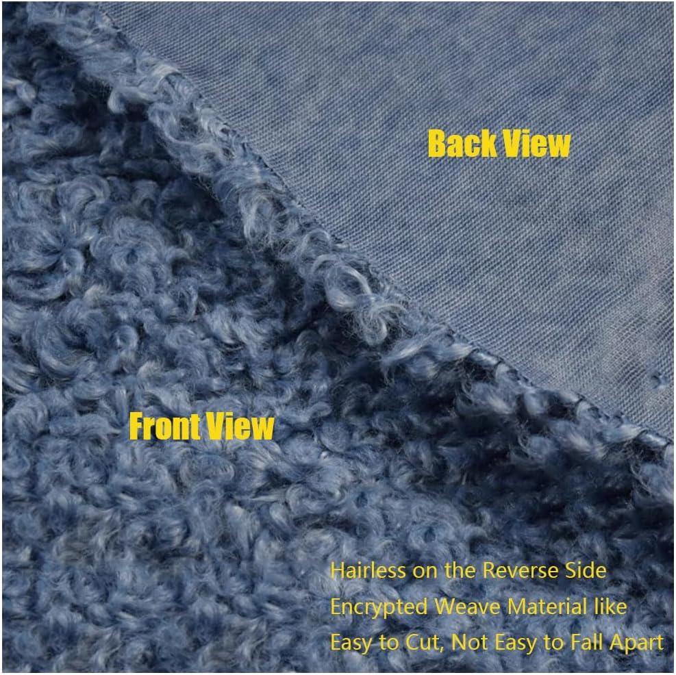 Soft Fleece Fabric 63"x20" Fleece Lining Fabric Curly Fur for Thermal Lined Material DIY Crafts Lined Material Home Furnishing Decoration(Size:19.6in,Color:Black)