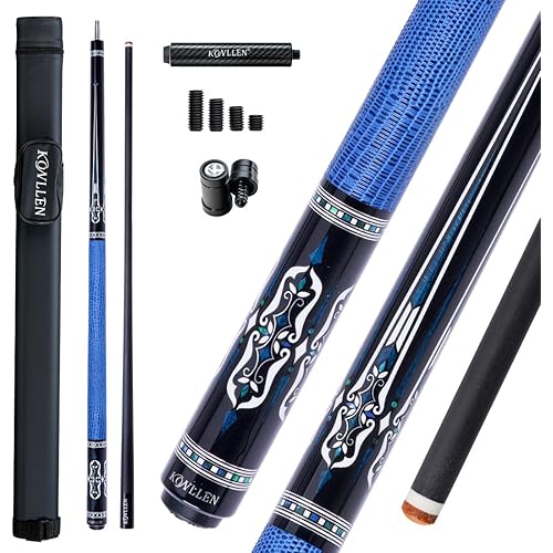 KONLLEN Carbon Fiber Pool Cue Stick 58-inch Professional Pool Sticks for Adults Full Carbon Technology Low Deflection Pool Cue Billiard Cues with 12.5mm Tip (Easy to Control, Pro Taper, Ultra-Smooth)