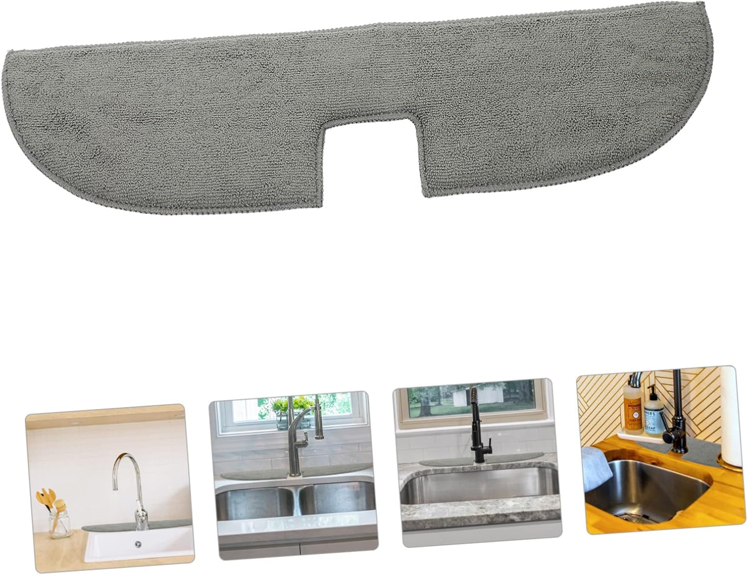 KICHOUSE 3pcs Faucet Absorbent Pad Water Catcher Mat for Kitchen and Bathroom Sink Splash Guard Washable Countertop Protector