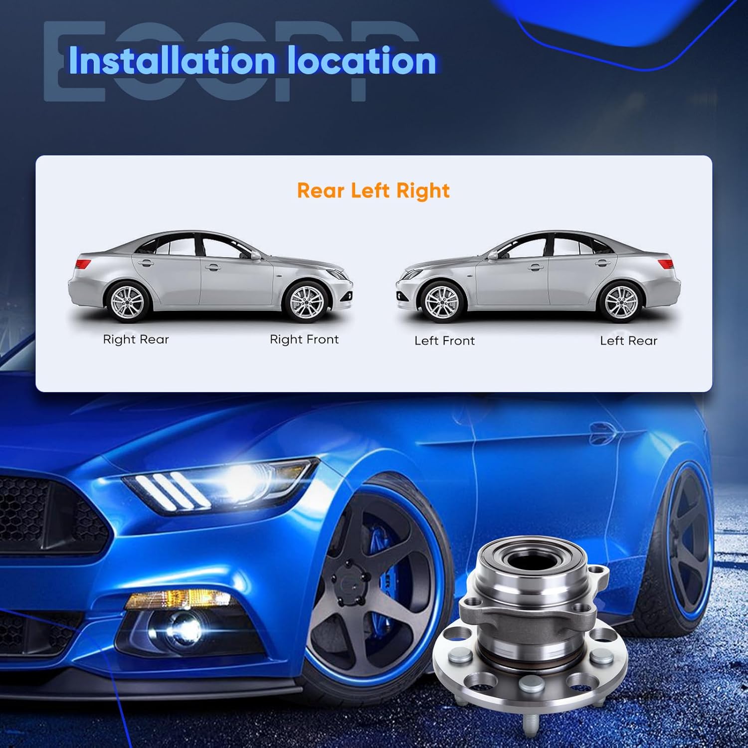 ECCPP Wheel Hub and Bearing Assembly Left Right Rear 512337 fit for Lexus Gs F 2016-2020, for Lexus Gs300 2006, for Lexus Gs350 2007-2 5 Lugs Wheel Bearing Hubs ABS with Tone Ring Sensor 2pcs
