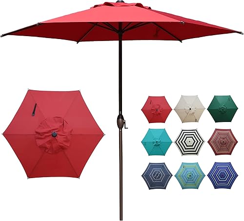 Miniatura 17 de Abba Patio Sombrilla de patio al aire libre con botón de inclinación y manivela para jardín, césped, cubierta, patio trasero y piscina