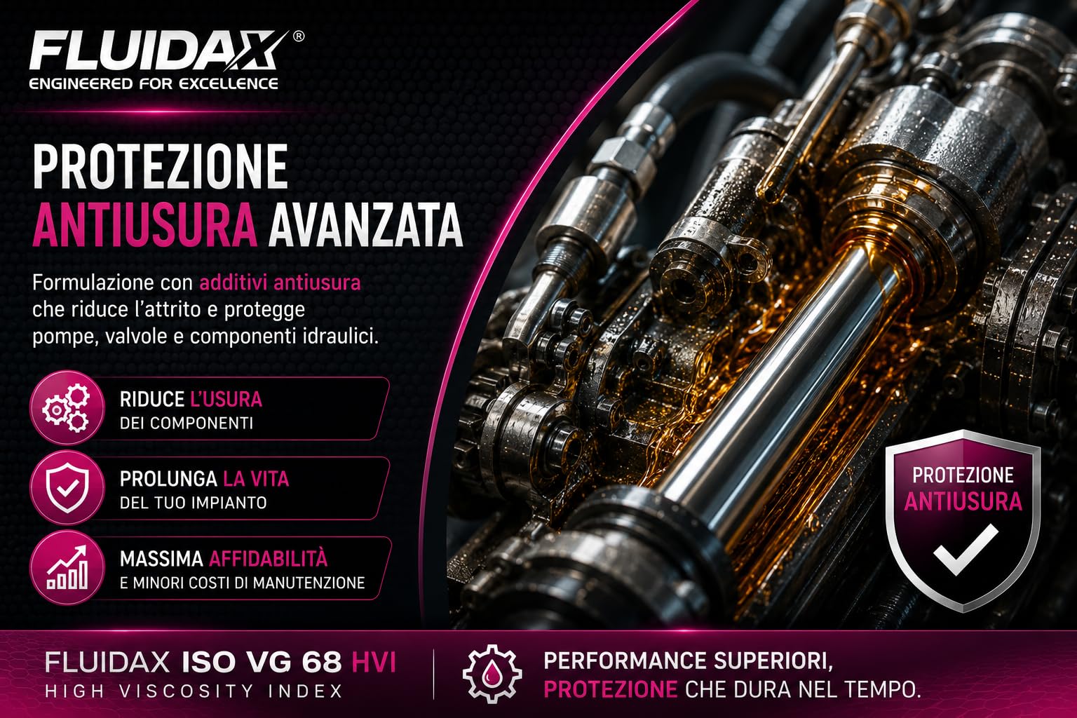 Olio Idraulico ISO VG 68 HVI 5L – Olio Oleodinamico HVLP ad Alto Indice di Viscosità – Antiusura, Antiossidazione e Anticorrosione – per Macchine Agricole, Movimento Terra e Sistemi Idraulici