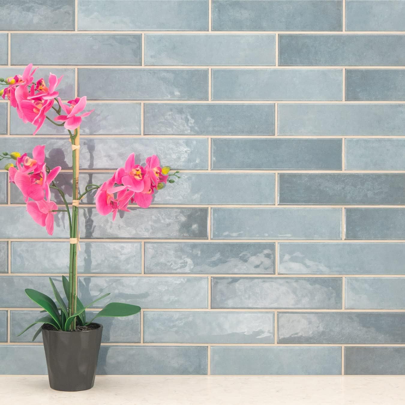 MSI Renzo Denim 3 Inch x 12 Inch Glossy Ceramic Subway Tile for Bathroom, Kitchen Backsplash, Accent Wall, and Shower